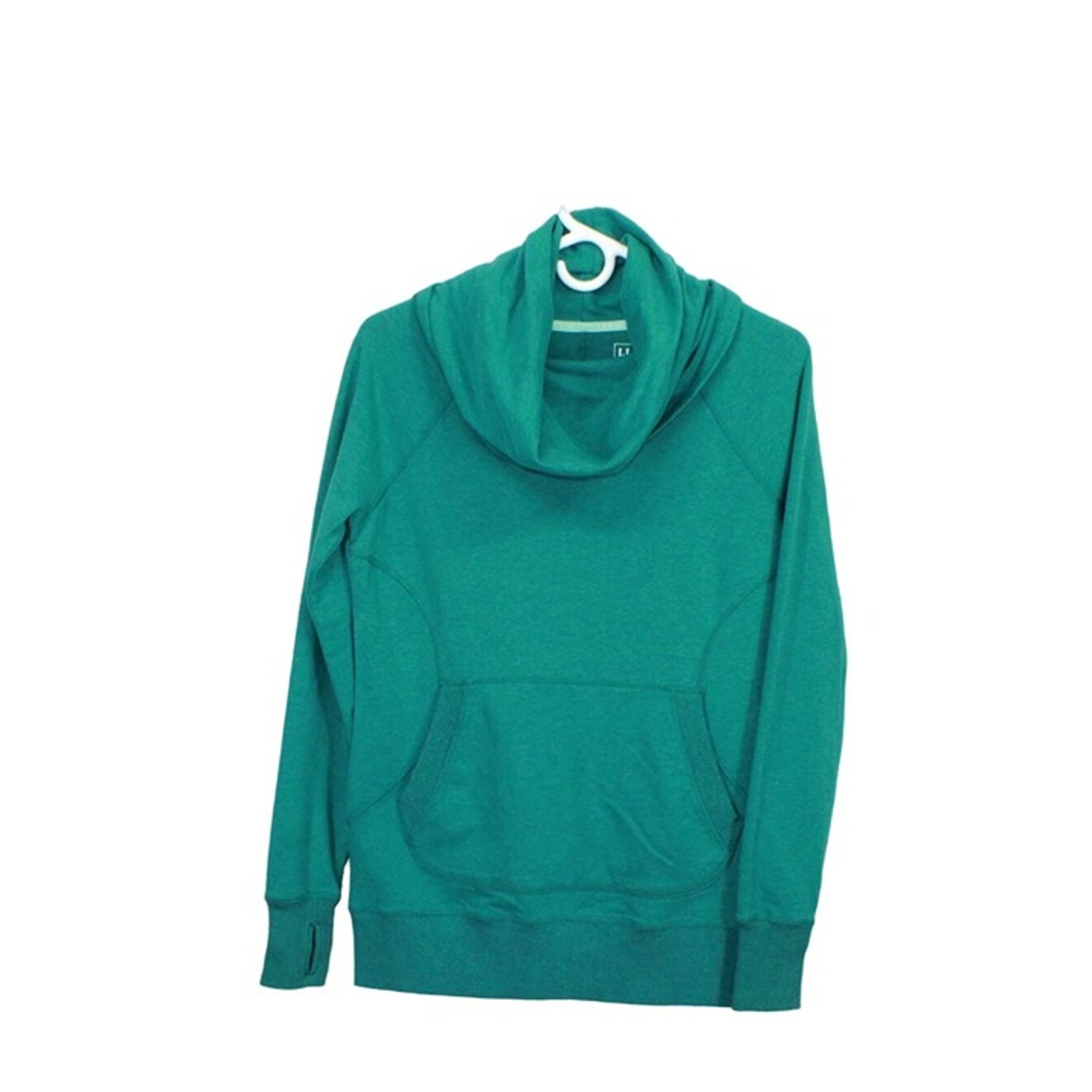 LL Bean Womens Cozy Pullover Cowl Neck Comfort Sweater Thumbhole Teal Heather XS