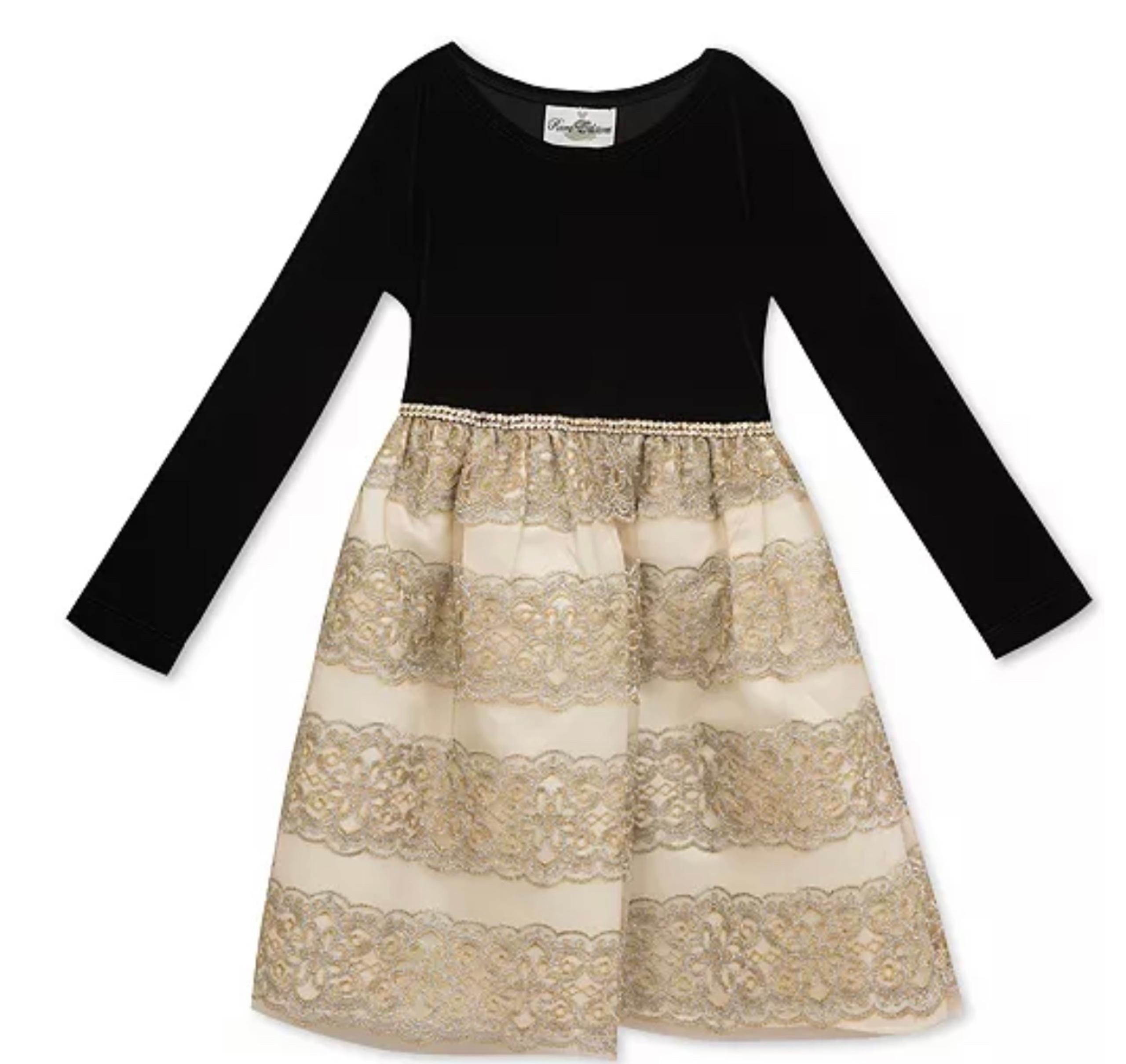 Rare Editions Little Girls Velvet Embroidered Party Dress Sz 6