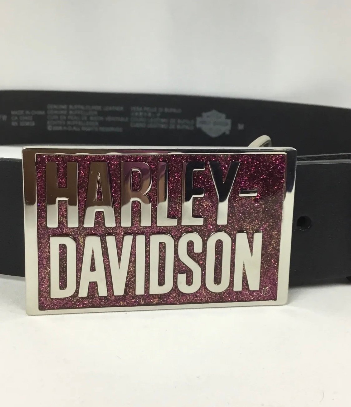 Harley Davidson Womens #99513 08VW Leather Black Belt & Buckle # 97722-06VW