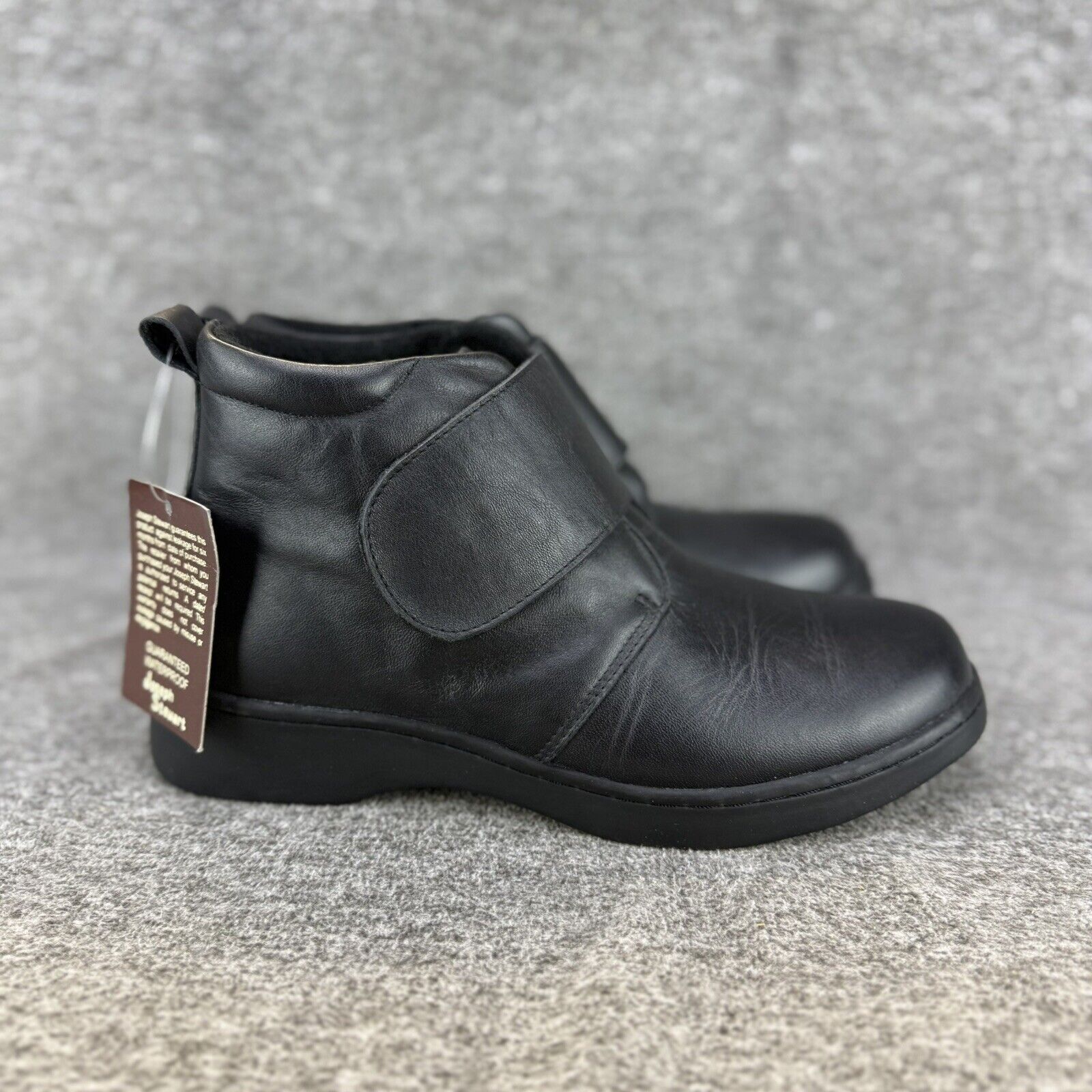 Joseph Stewart Black Leather Fleece Lined Ankle Booties Women's 7 Wide **PEELING