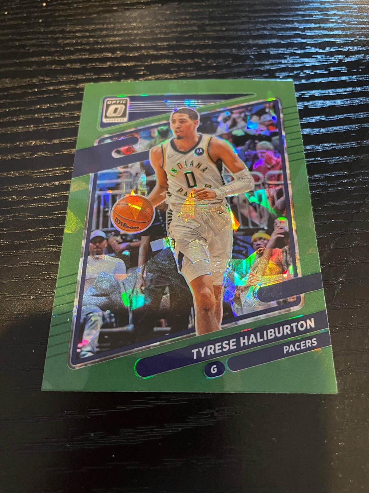 Prizm panini optic limited case hit Tyrese Haliburton green parallel limited