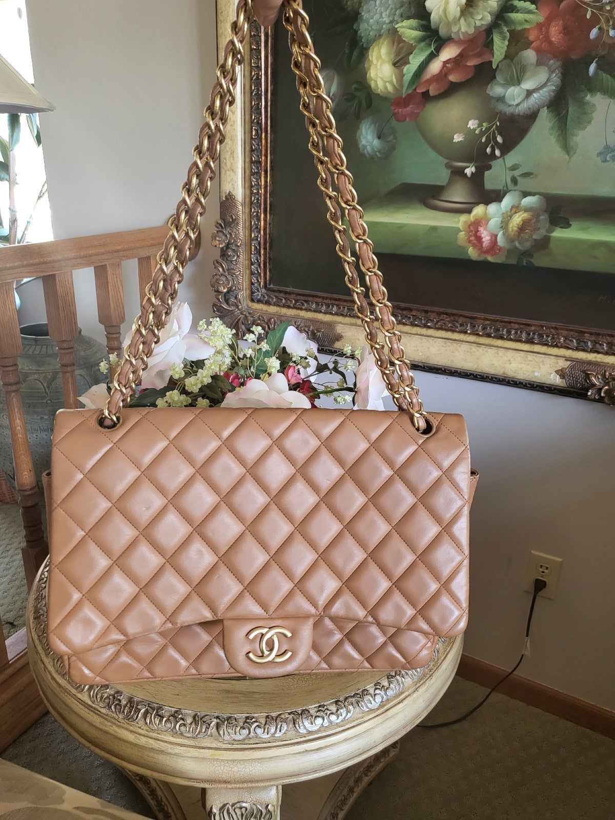 CHANEL Jumbo Beige Single Flap Bag at Rice and Beans Vintage