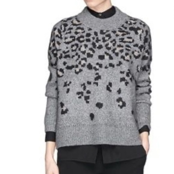 Rag & Bone Oversized Isadora Leopard Intarsia Pullover Wool Alpaca Sweater Size