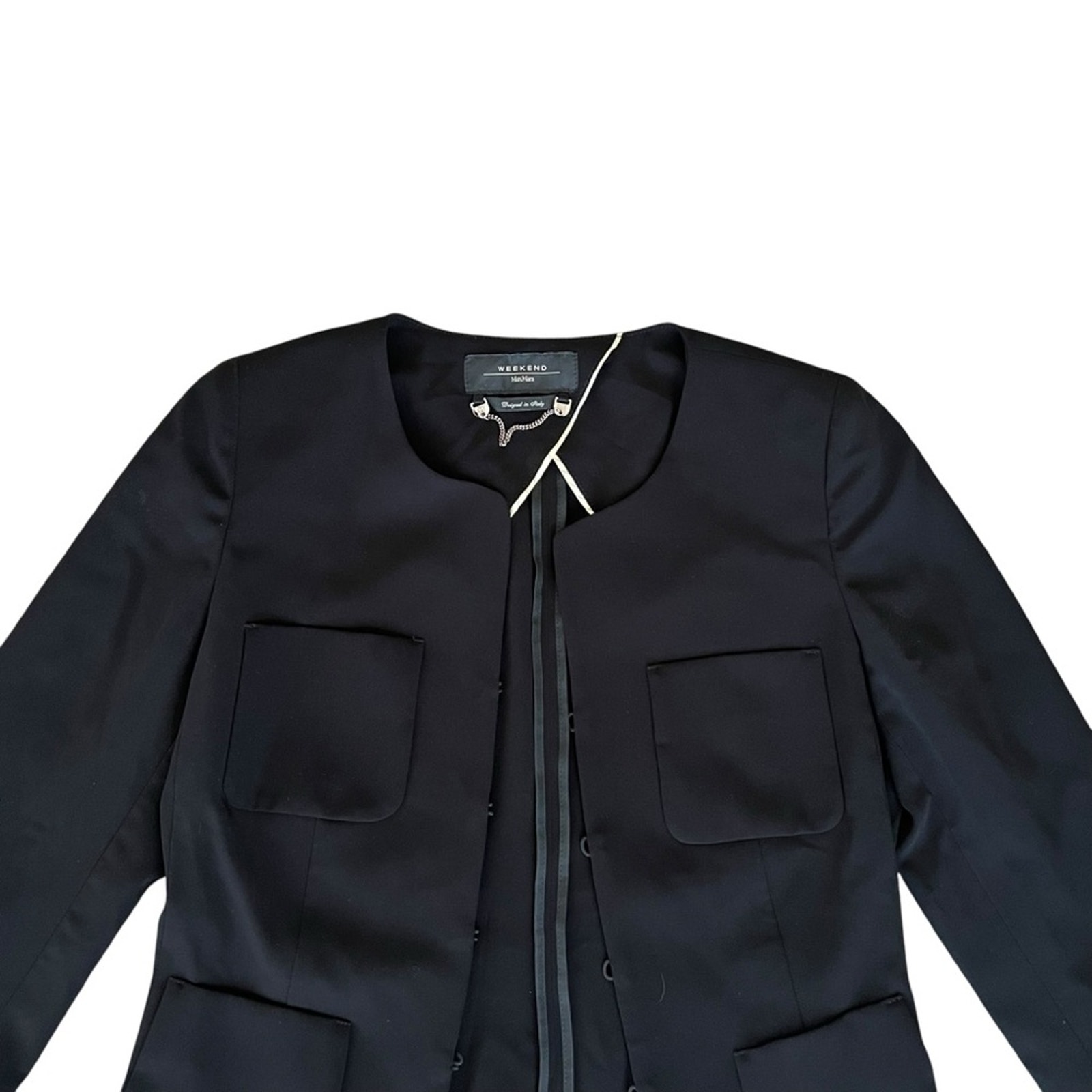 Weekend Max Mara Women's Black Cropped Y2K 3/4 Length Sleeve