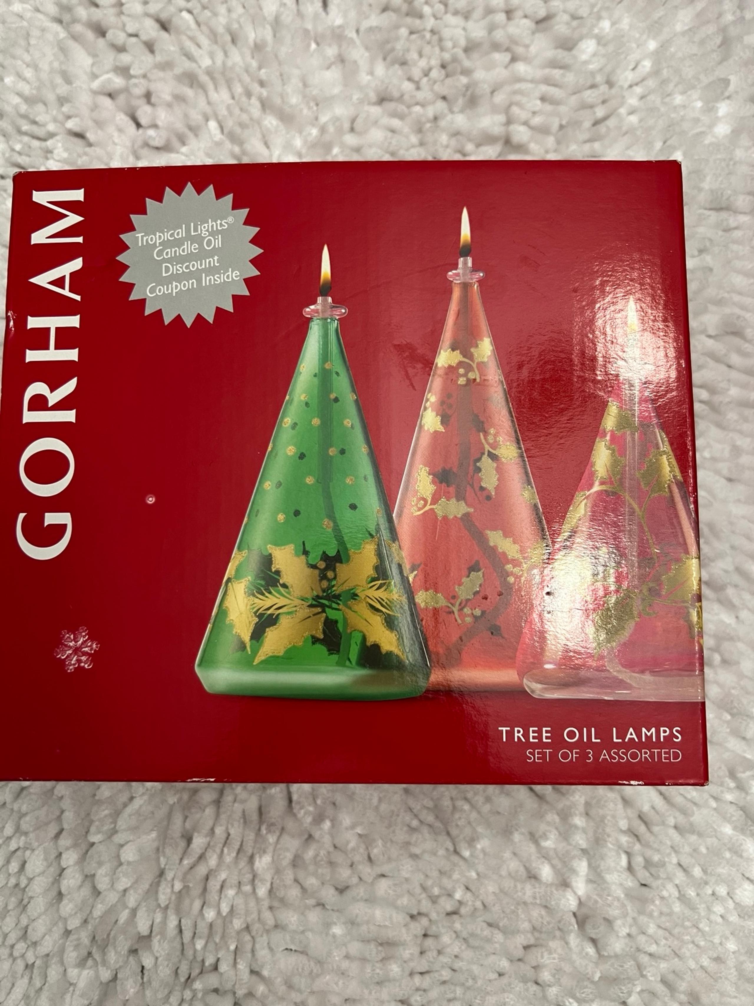 Gorham - Christmas Tree Oil Lamps - Set of 3 - NIB