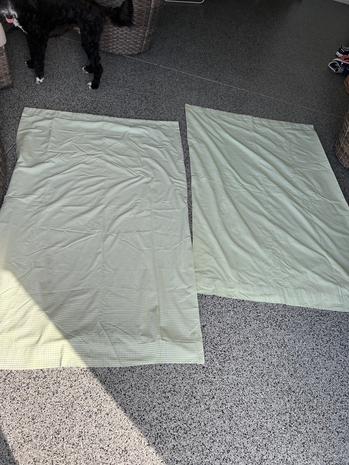 Black Out Curtains - Green and White