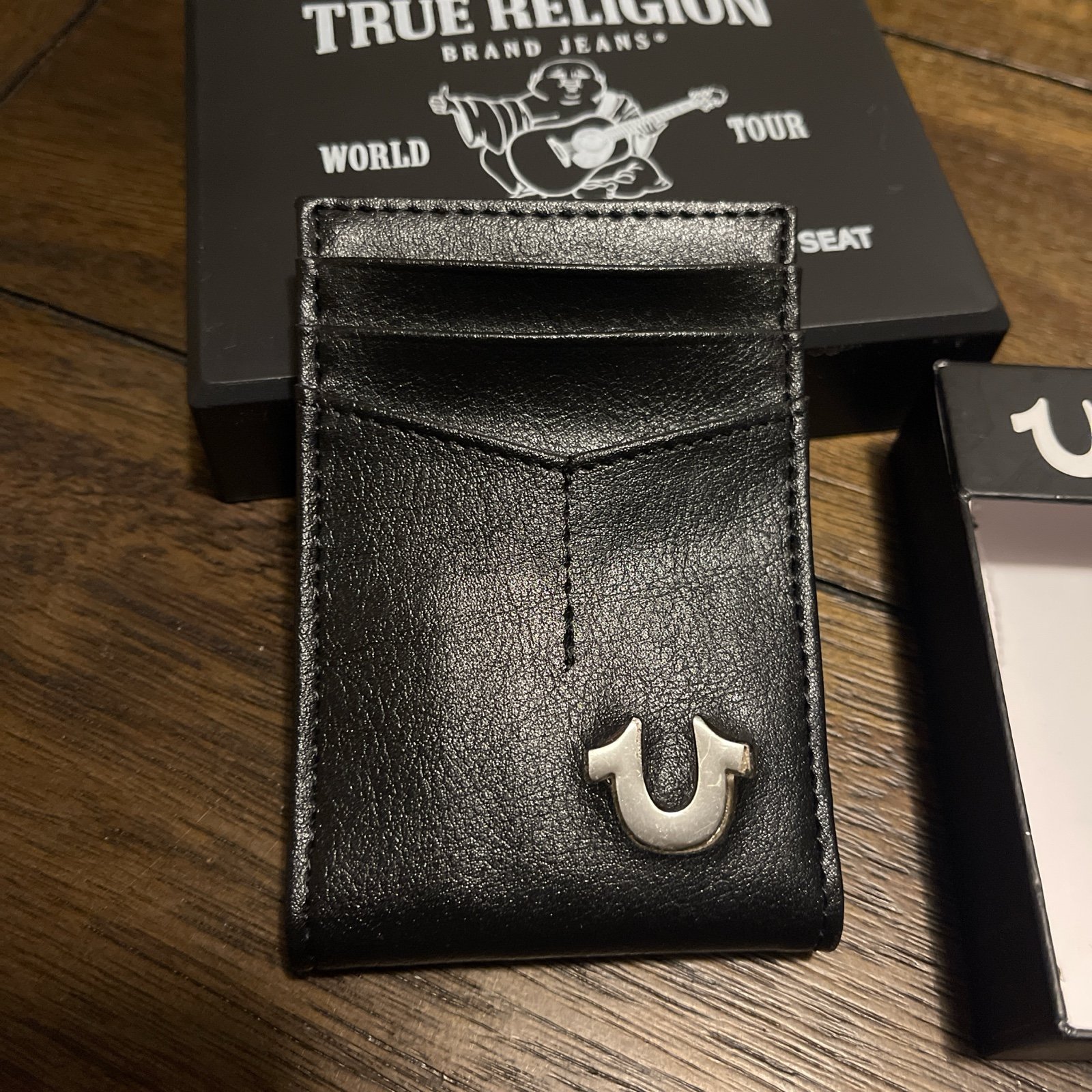 True Religion Jeans Leather Slim RFID Front Pocket Bifold Wallet