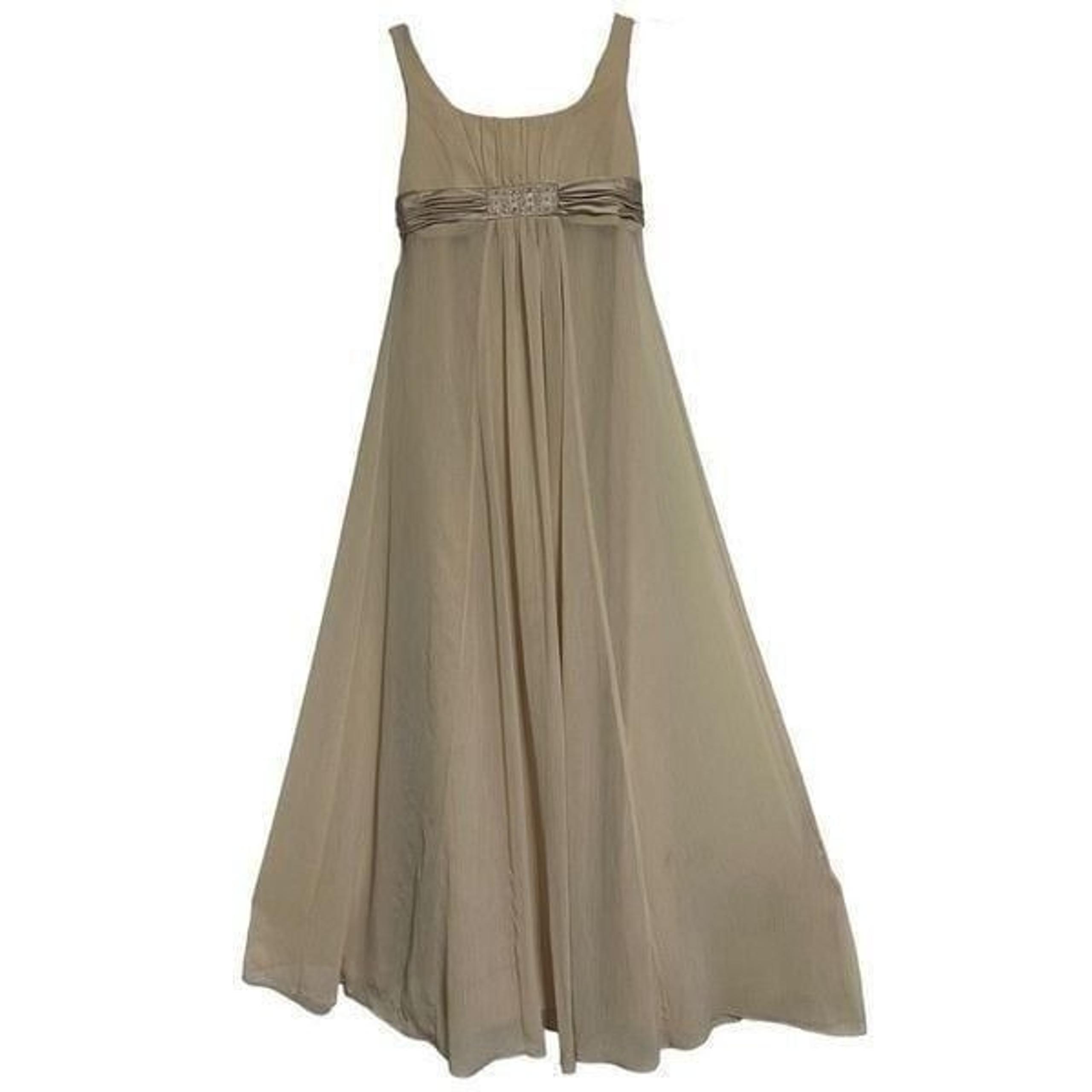 Davids Bridal Formal Bridesmaid Dress Size 8 Champagne Sleeveless Chiffon A-line