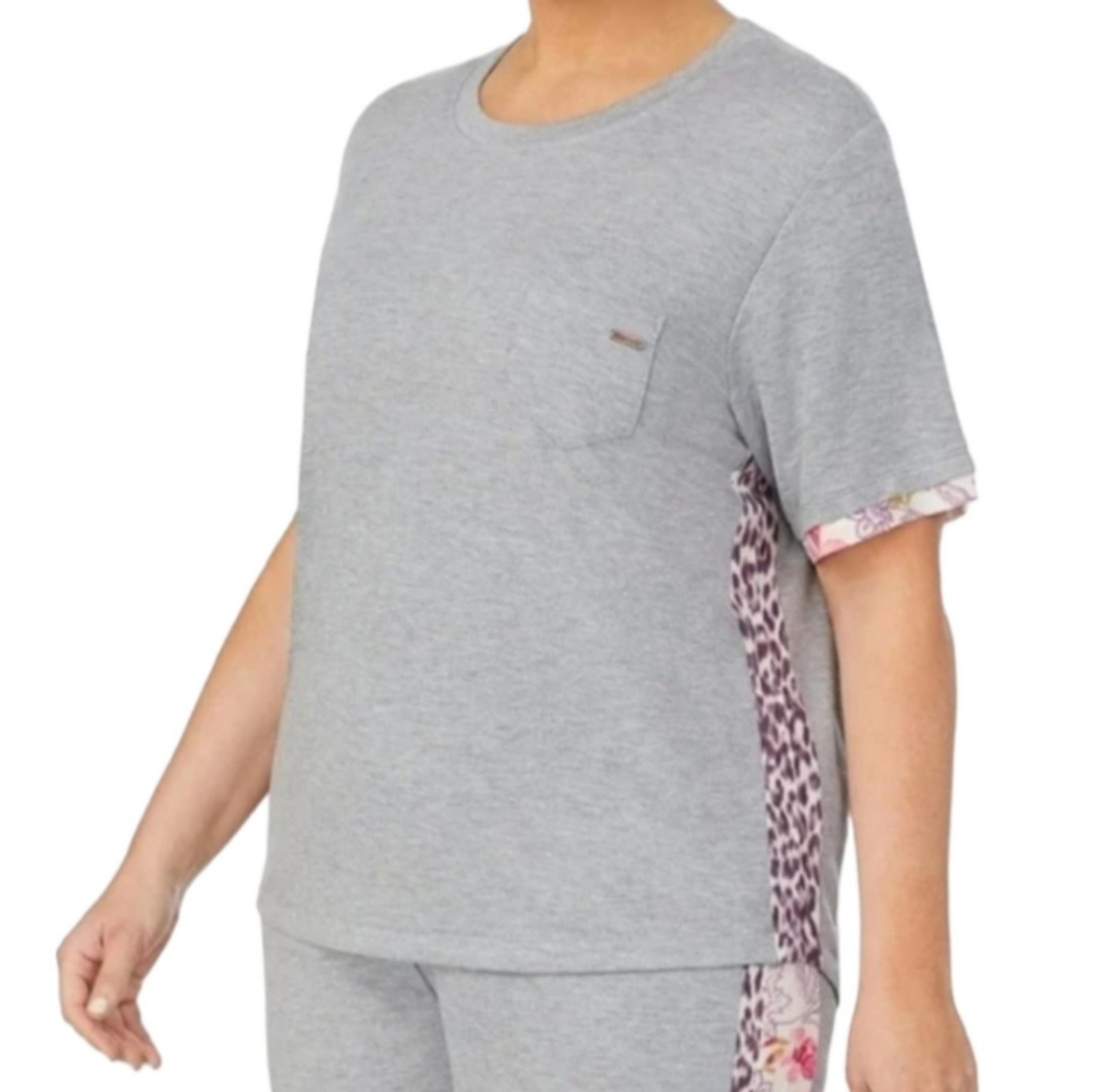 Kensie Solid Grey Jersey Knit Sleep Top Size Large