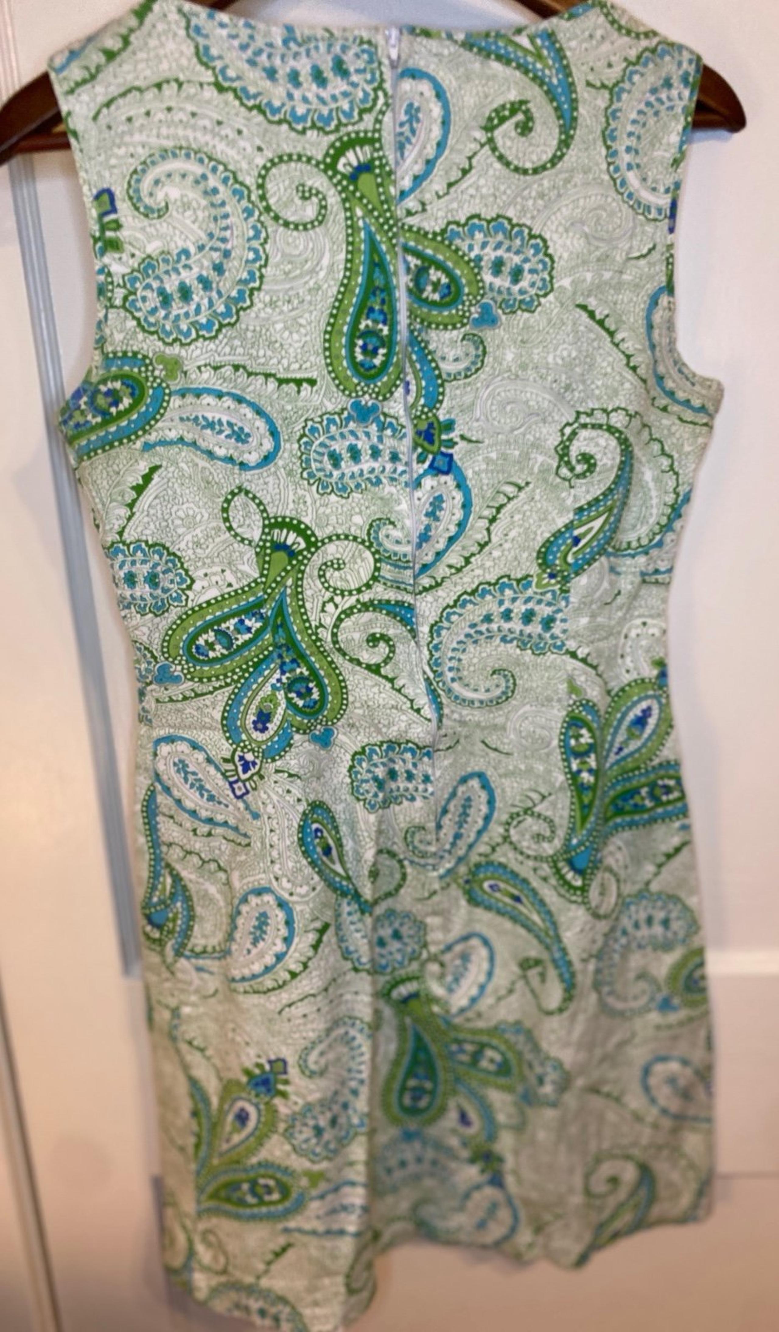 Paisley green white blue dress
