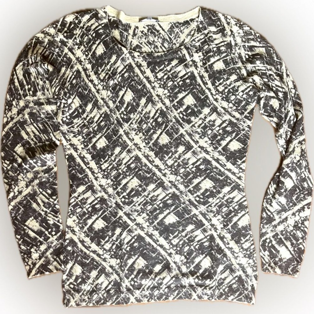 Lafayette 148 Black and Tan Scoop Neck Sweater Size Small Alpaca Wool Blend