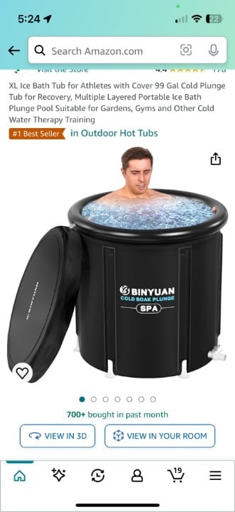 Binyuan XL 106 Gallon Ice Bath Tub with Cover, Cold Plunge Tub