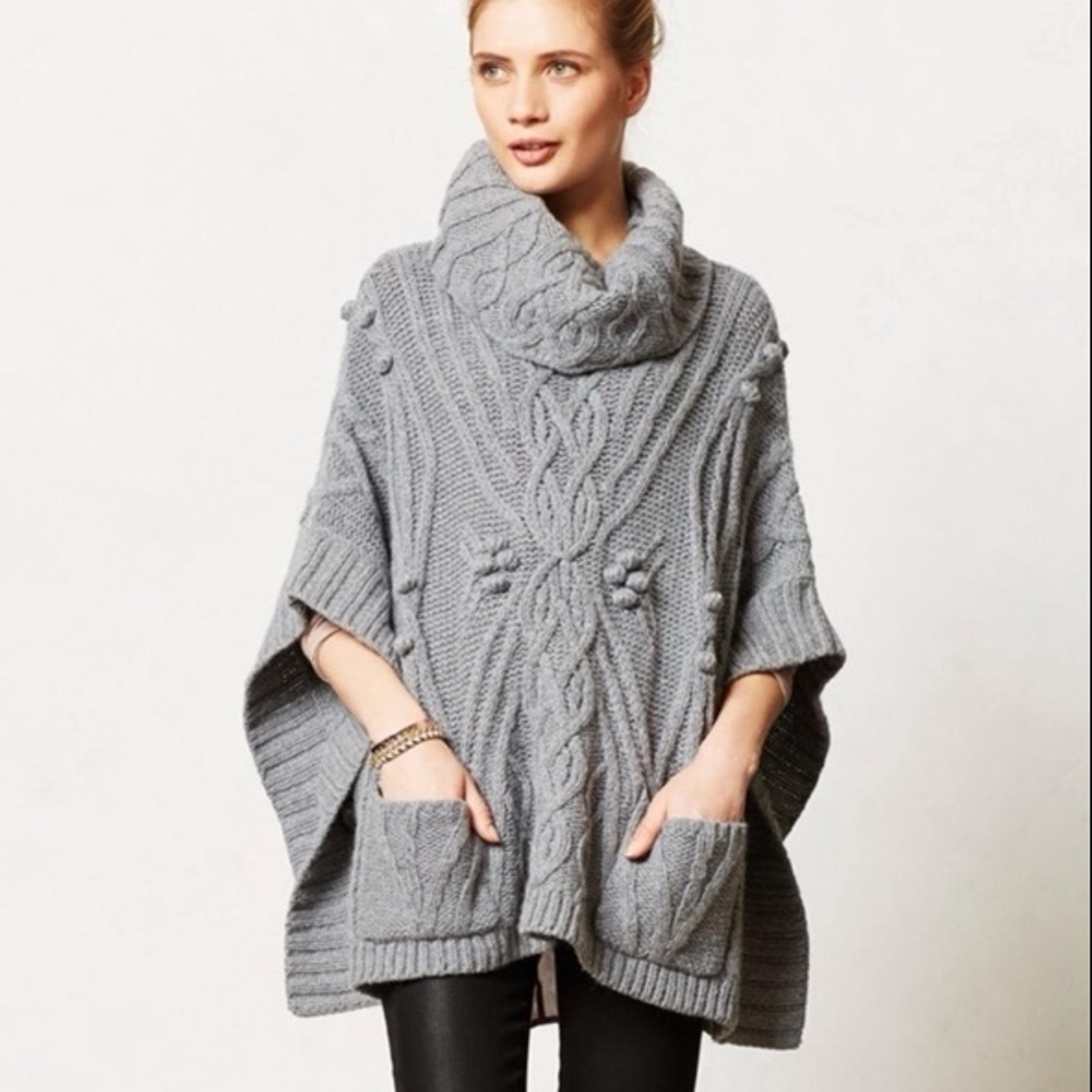 Anthropologie Sleeping On Snow Poncho Sweater One Size Wool Rabbit Hair Blend