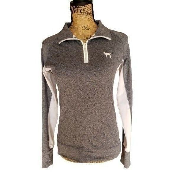 Victoria's Secret PINK Pullover S Long Sleeve 1/4 Zip Campus Small NWOT
