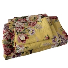 Vintage Ralph Lauren Sophie Brook Yellow Pink Floral Full Size Flat Fitted