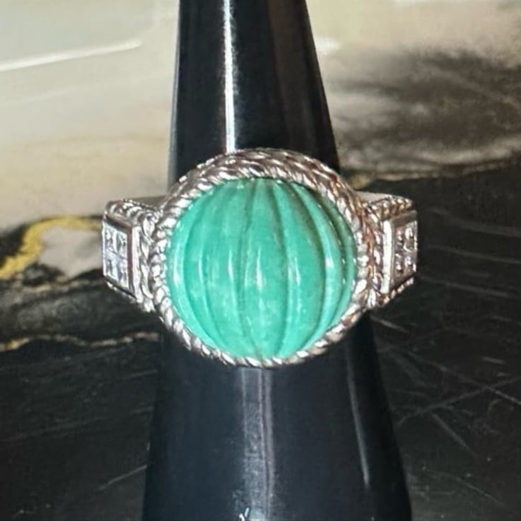 Judith Ripka Sterling 925 Turquoise & CZ Ring