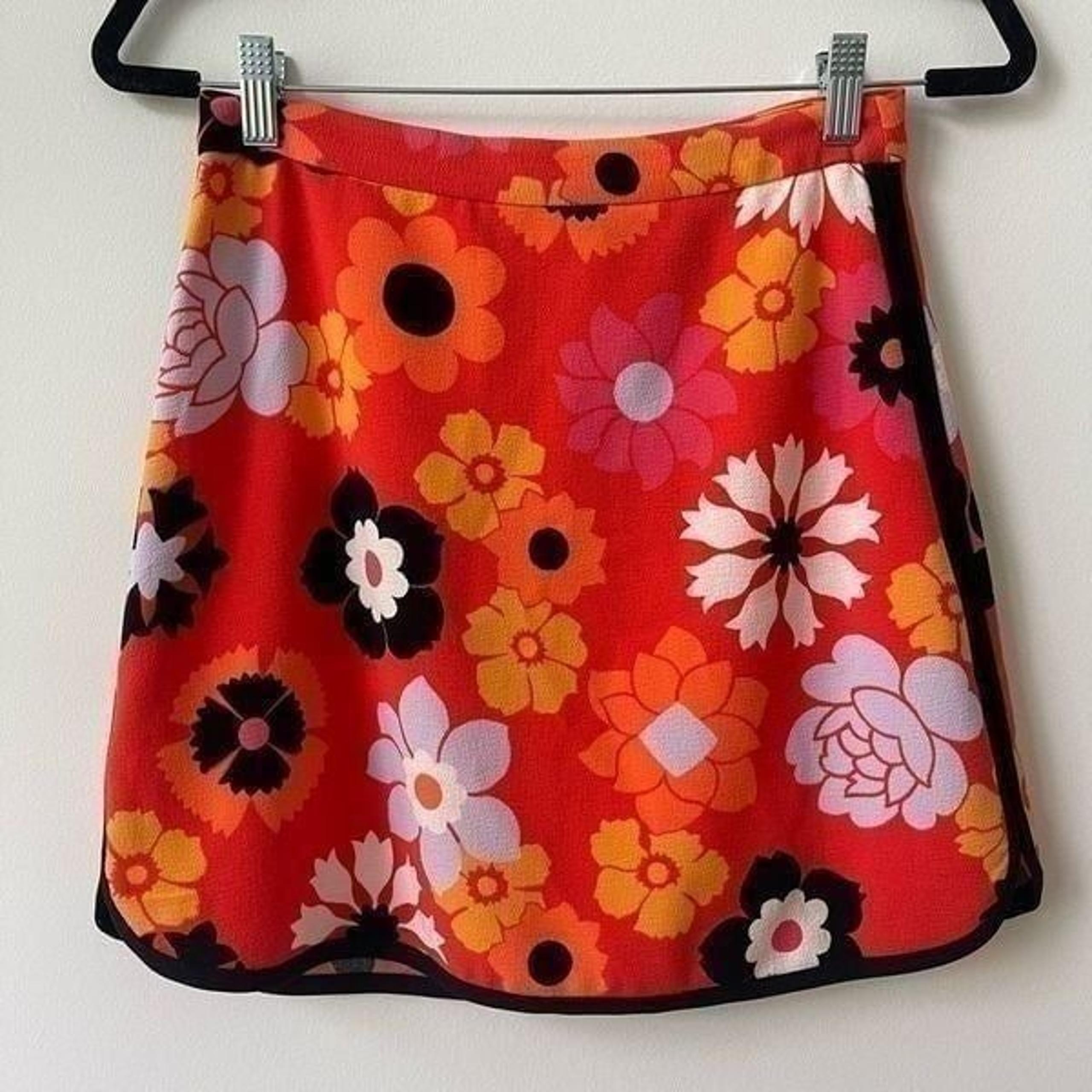 Victoria Beckham X Target Women's Floral Print Orange Mini Skirt Size XS
