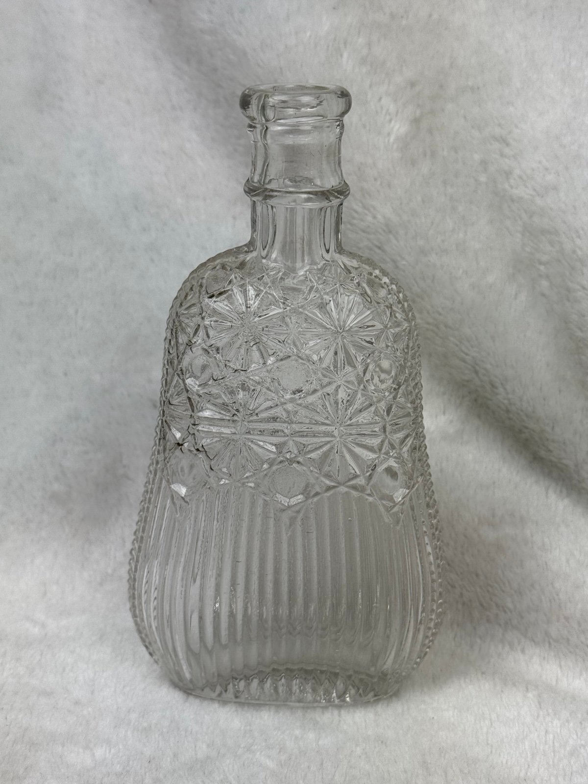 Antique Hand Blown 1890s Figural Whisk Broom Flask Whiskey Bottle Tooled Top