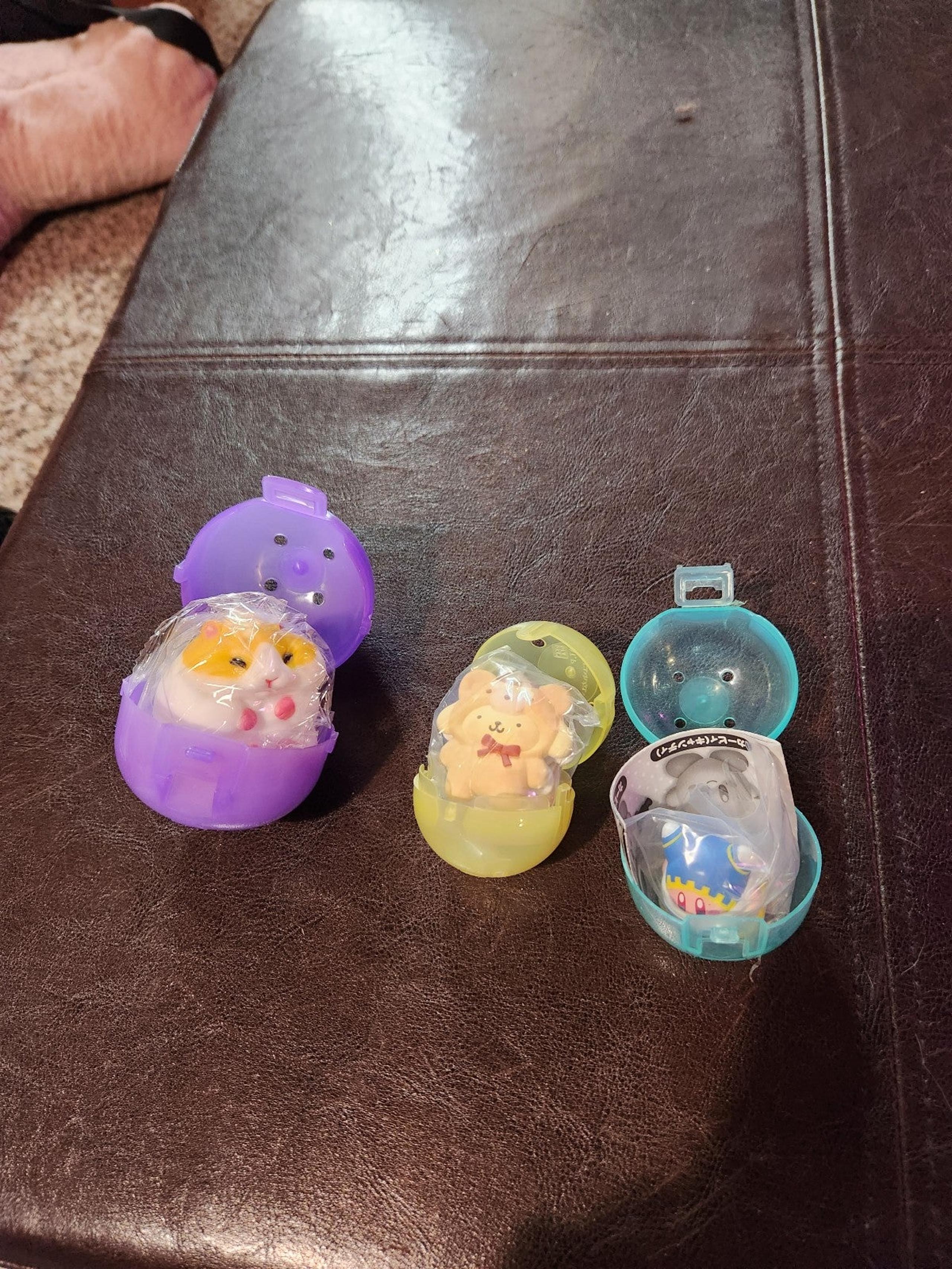 Set of 3 japanese gachapons sanrio pompompurin kirby squishy kawaii hamster