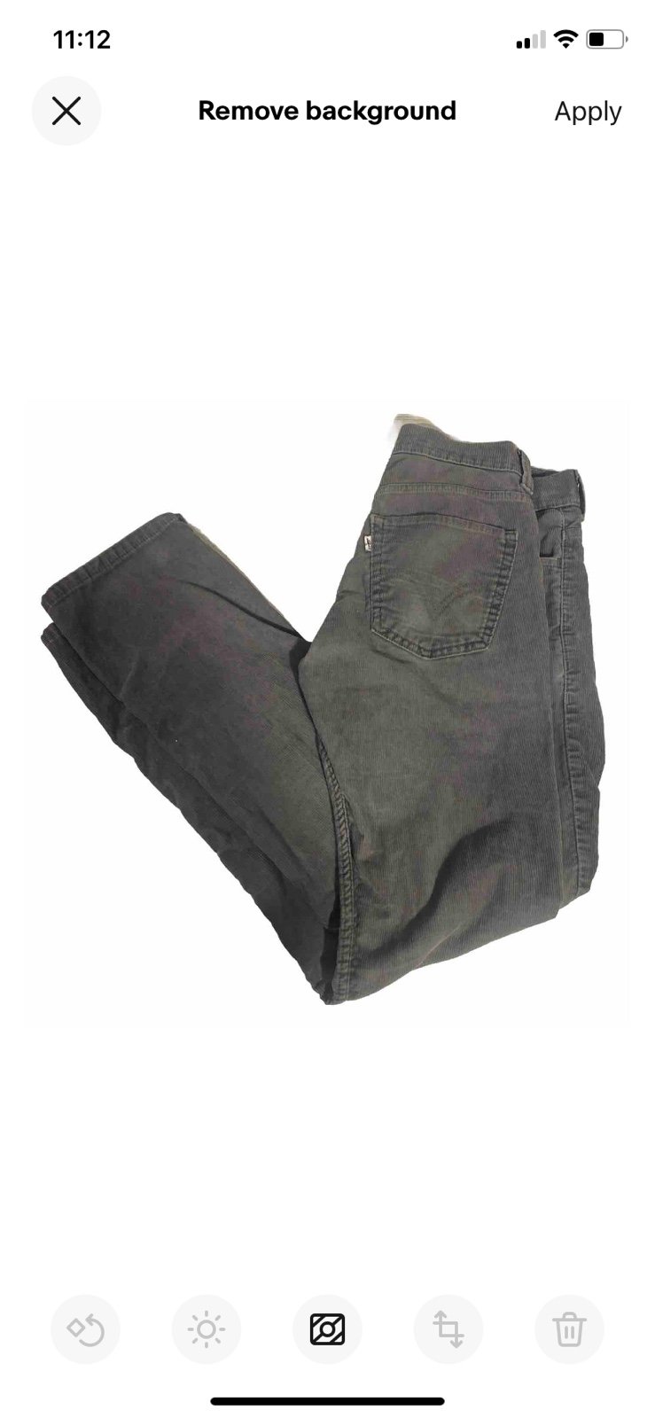 Levis 511 Mens Gray Corduroy Jeans Straight Leg Pants