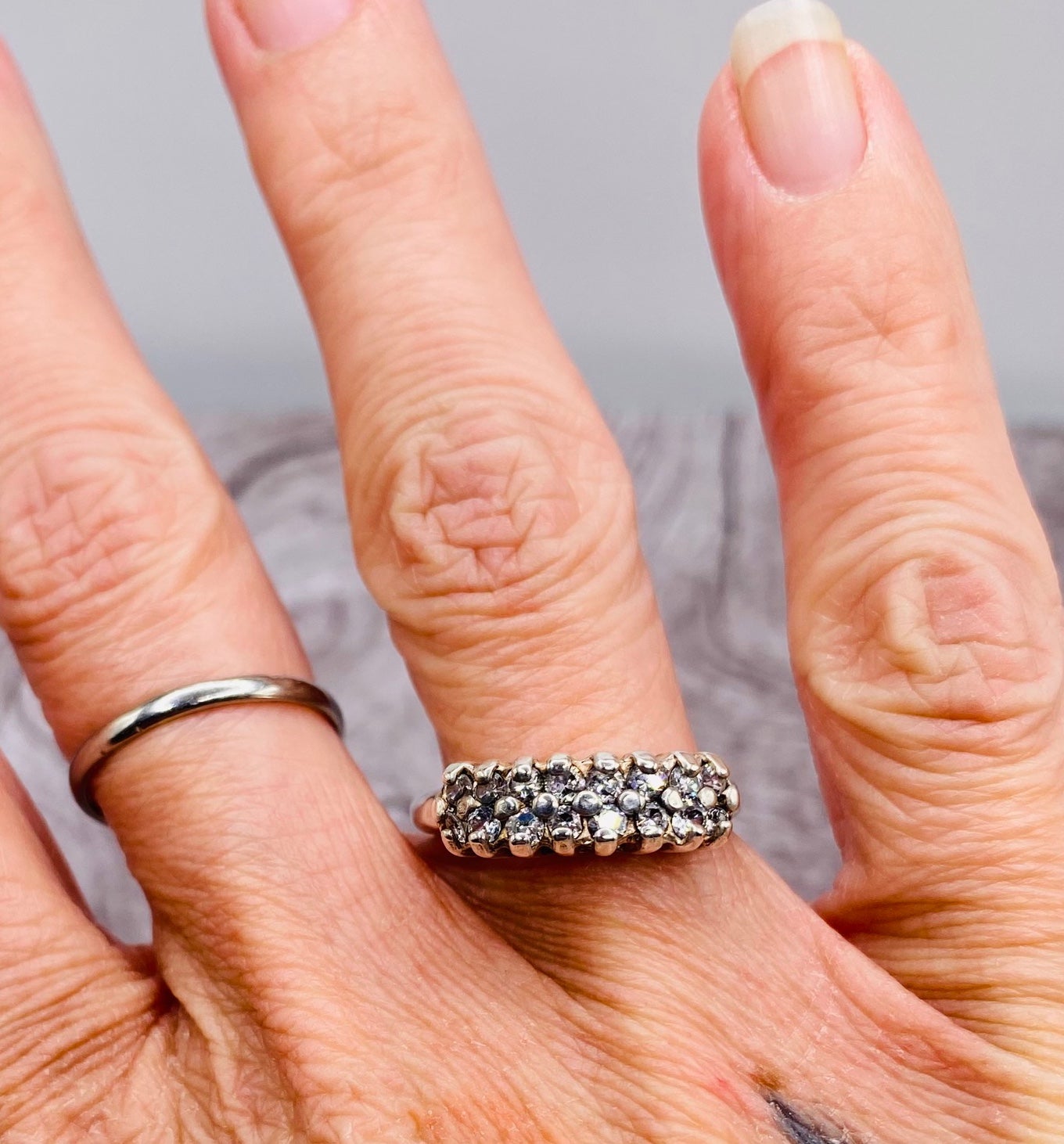 1/2 Carat Round Cut White Diamond Zircon CZ Cluster Band Ring Size