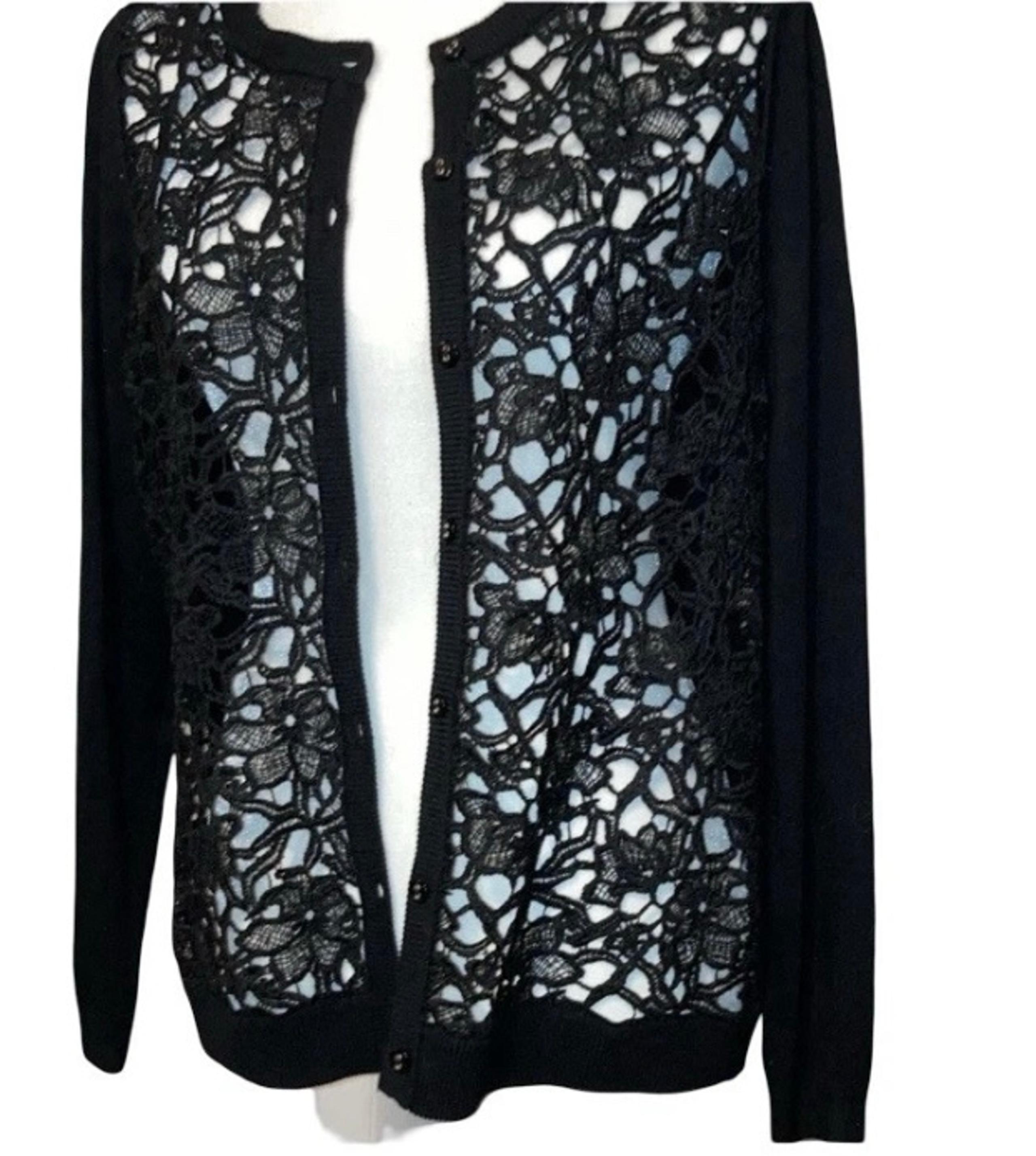 Cyrus Lace Front Button Down Sweater Cardigan Women’s Medium NWOT Excellent M