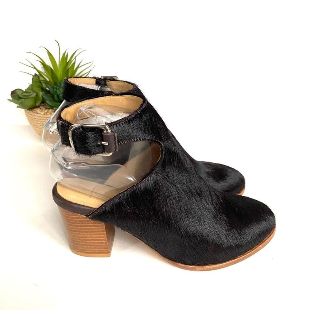 Thakoon Calf Hair Sling Back Booties Luxury Designer Quality 7 Dark Bro…