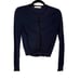 Tory Burch Small S Navy Blue Long Sleeve Crew Neck Cardigan Sweater Merino Wool