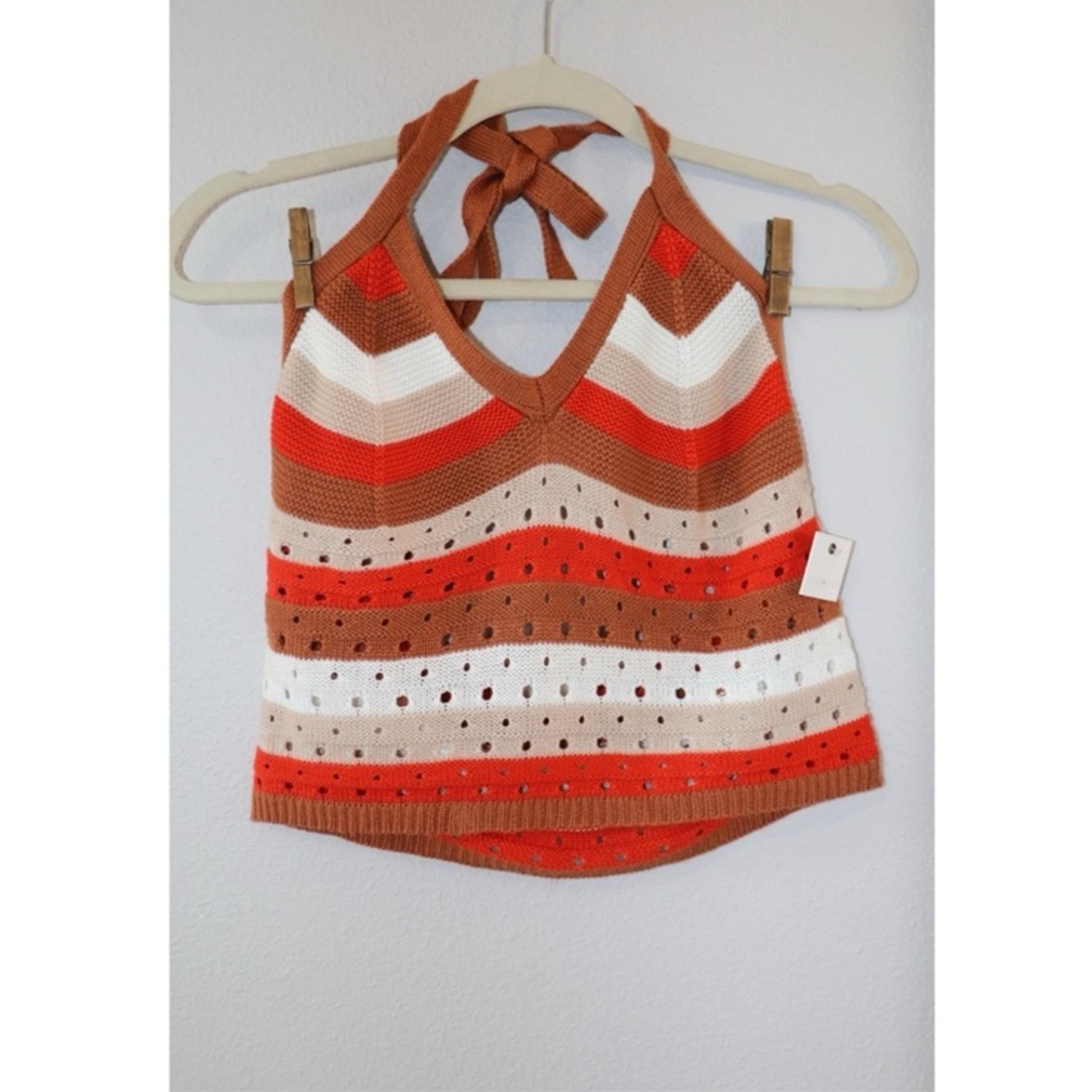 Knit crochet halter top