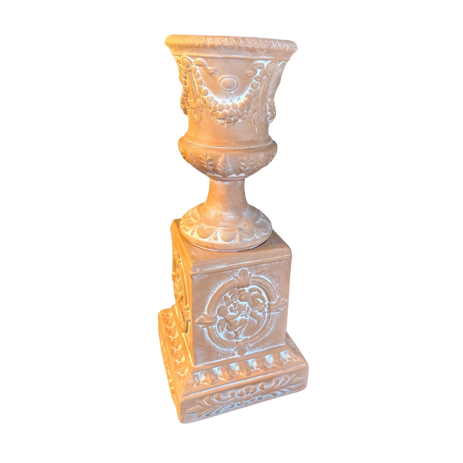 VTG Rosette Cherub Urn Ceramic planter Large Base