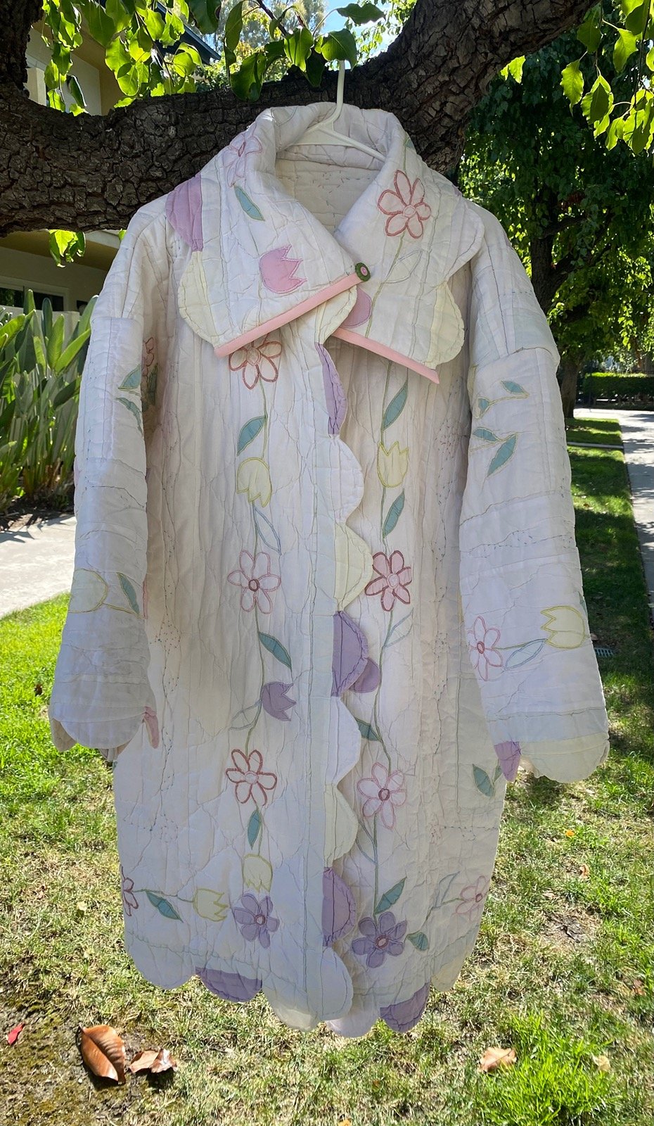 One-of-a-Kind Victorian-Style Floral Quilted and Appliquéd Trench
