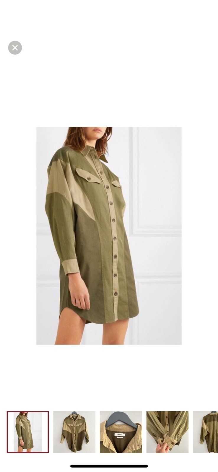 Isabel Marant Étoile Goya Color-block Cotton-twill Mini Dress In Army Green