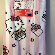 Hello Kitty official sanrio Burlington burgers & fries plush throw blanket