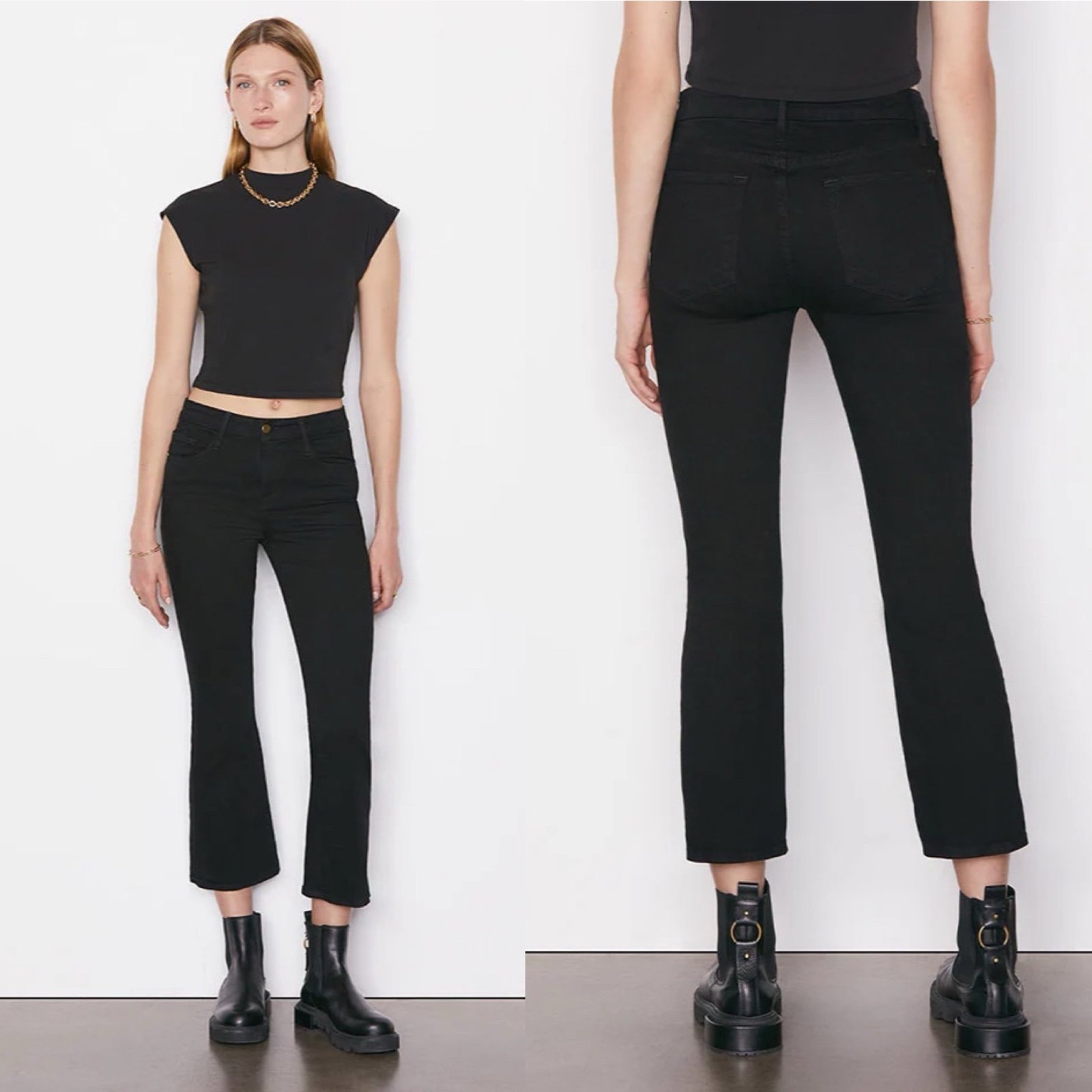 Frame Le Crop Mini Boot in Film Noir
