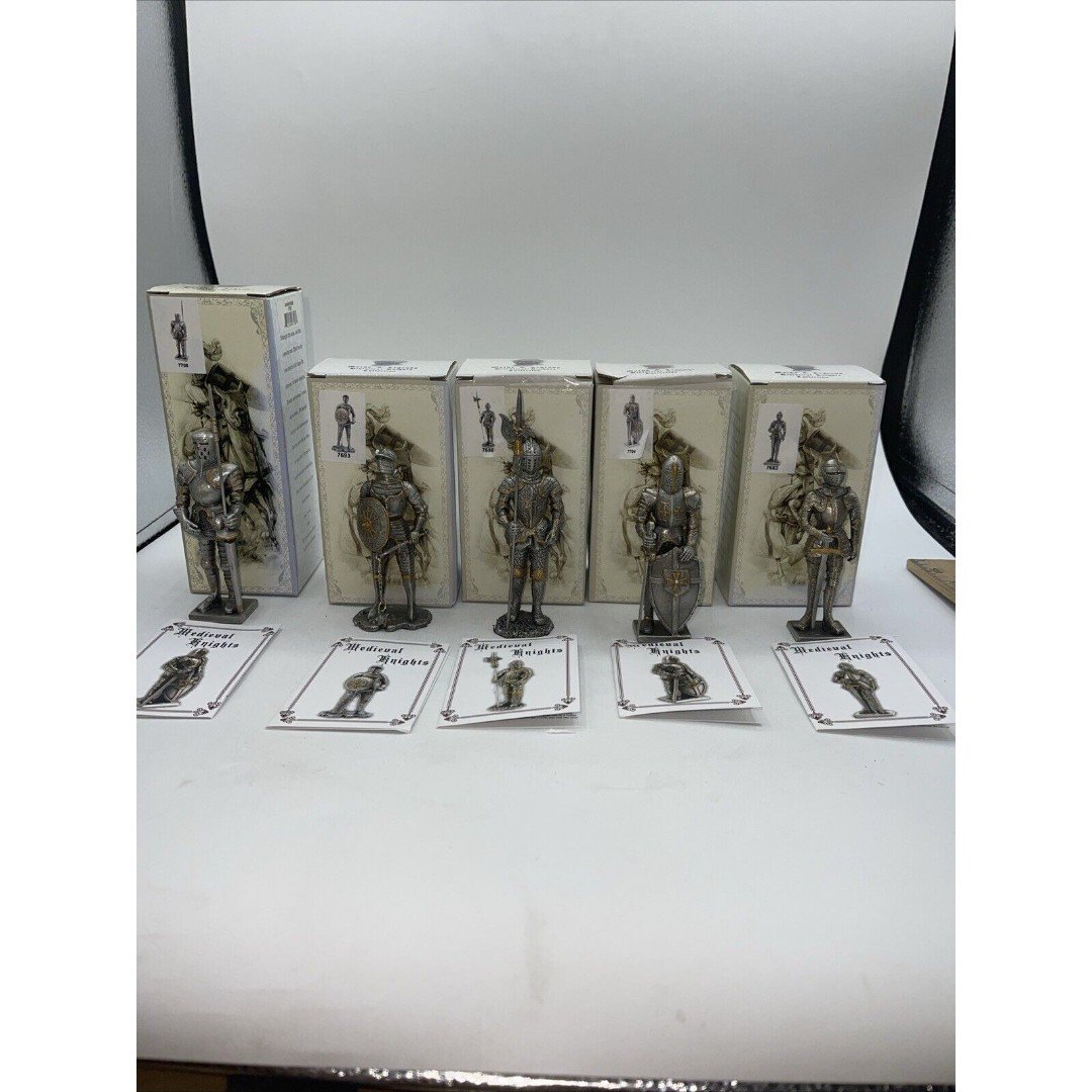 Myths and Legends Historical Knights collection Set Of 5 Pewter Figures In Box