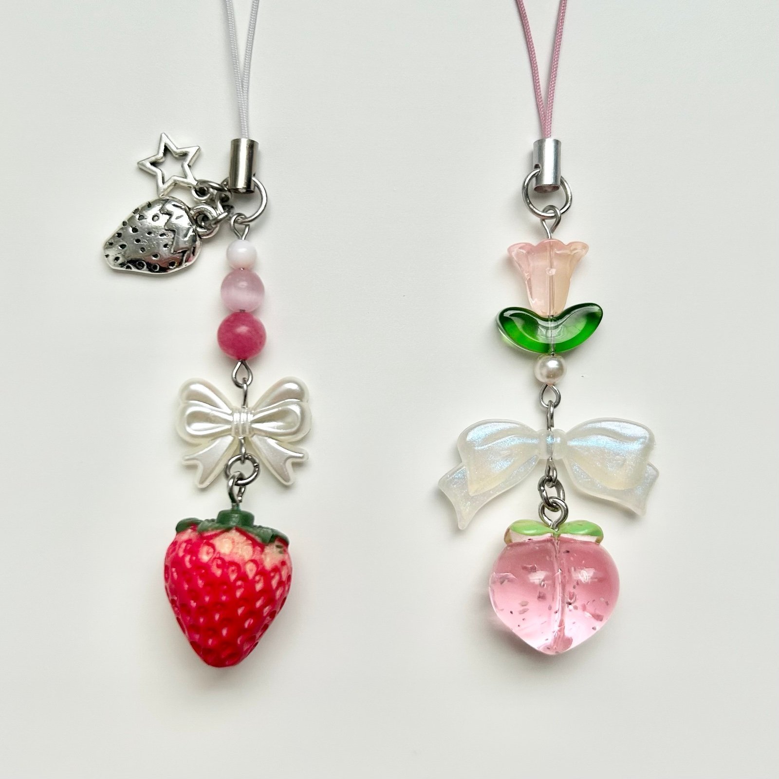 Strawberry and Peach Phone Charms SET