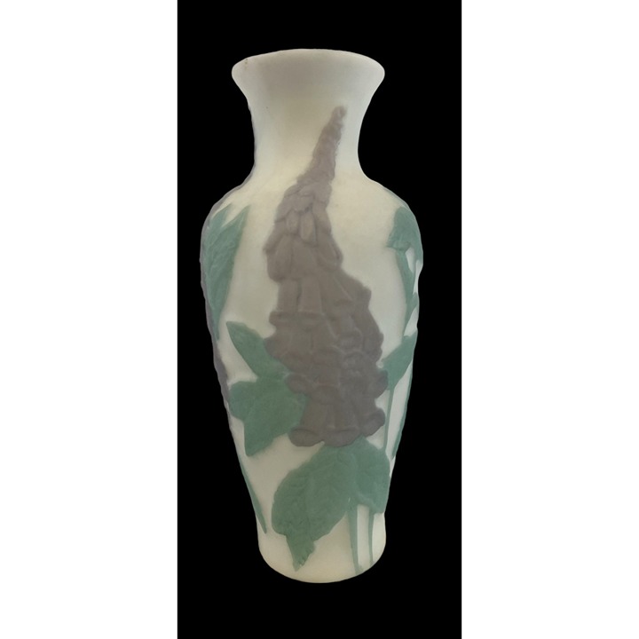 Phoenix Consolidated Glass Sculptured Artware Martele Foxglove Vase Lavendar