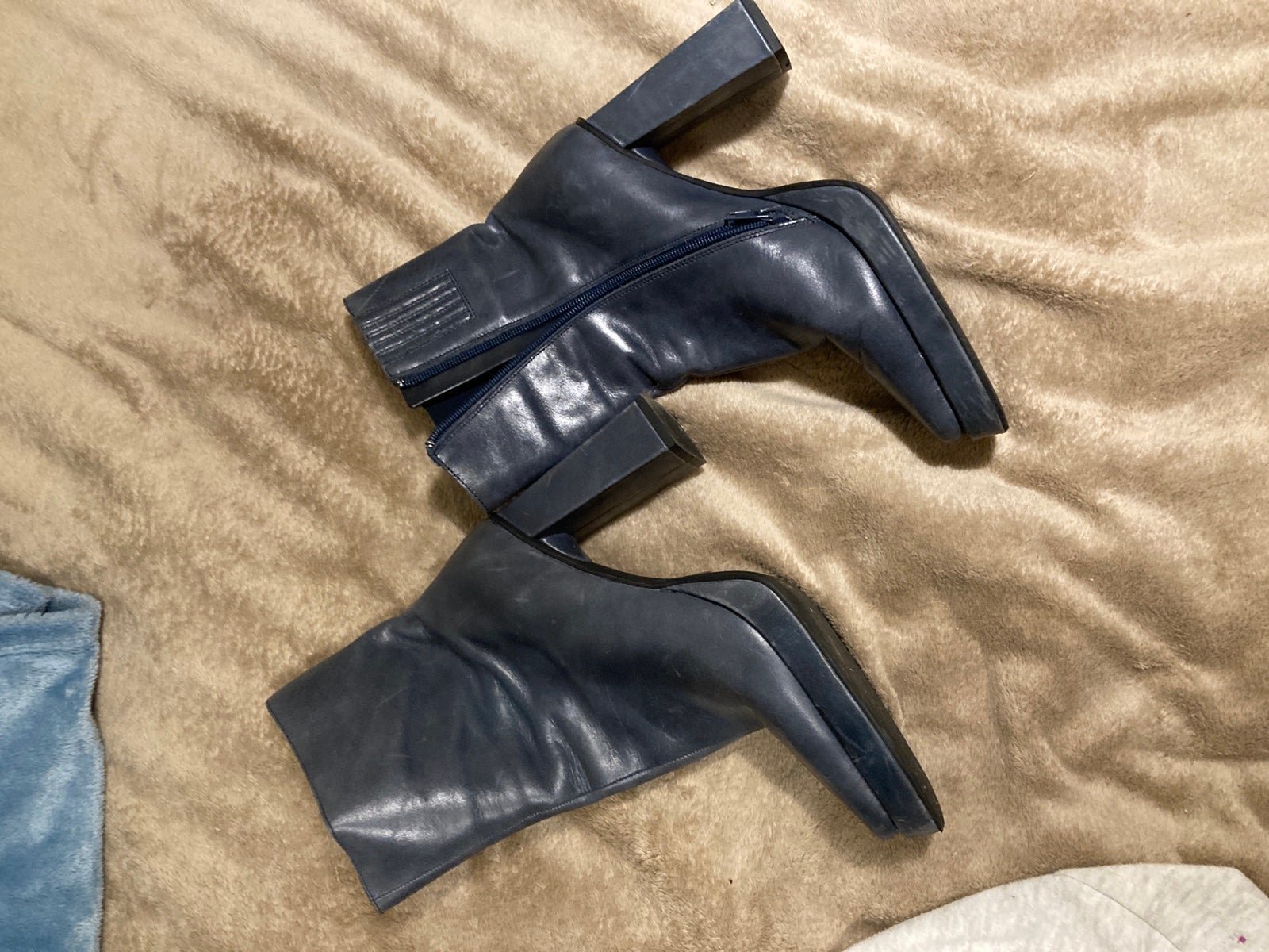 Vintage jeffrey campbell Slate navy gray platform heeled boots