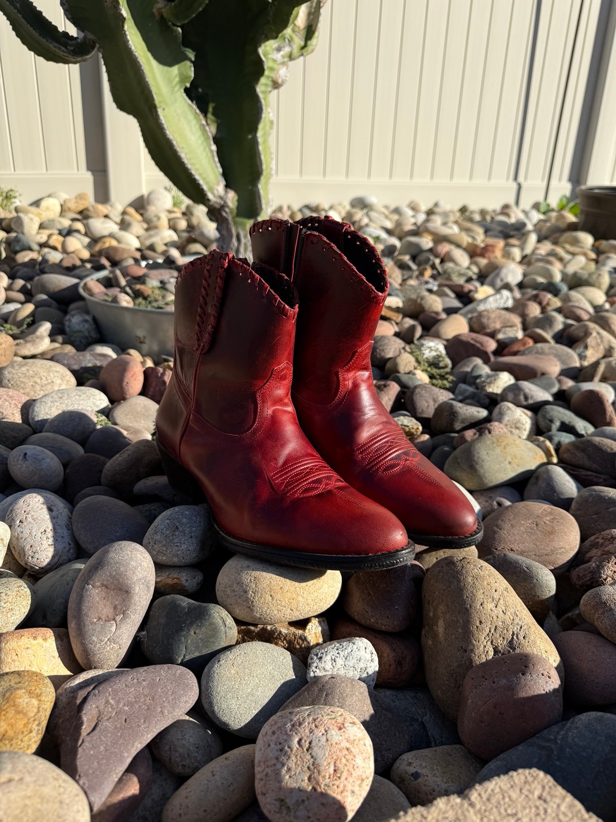 Shyanne red leather booties