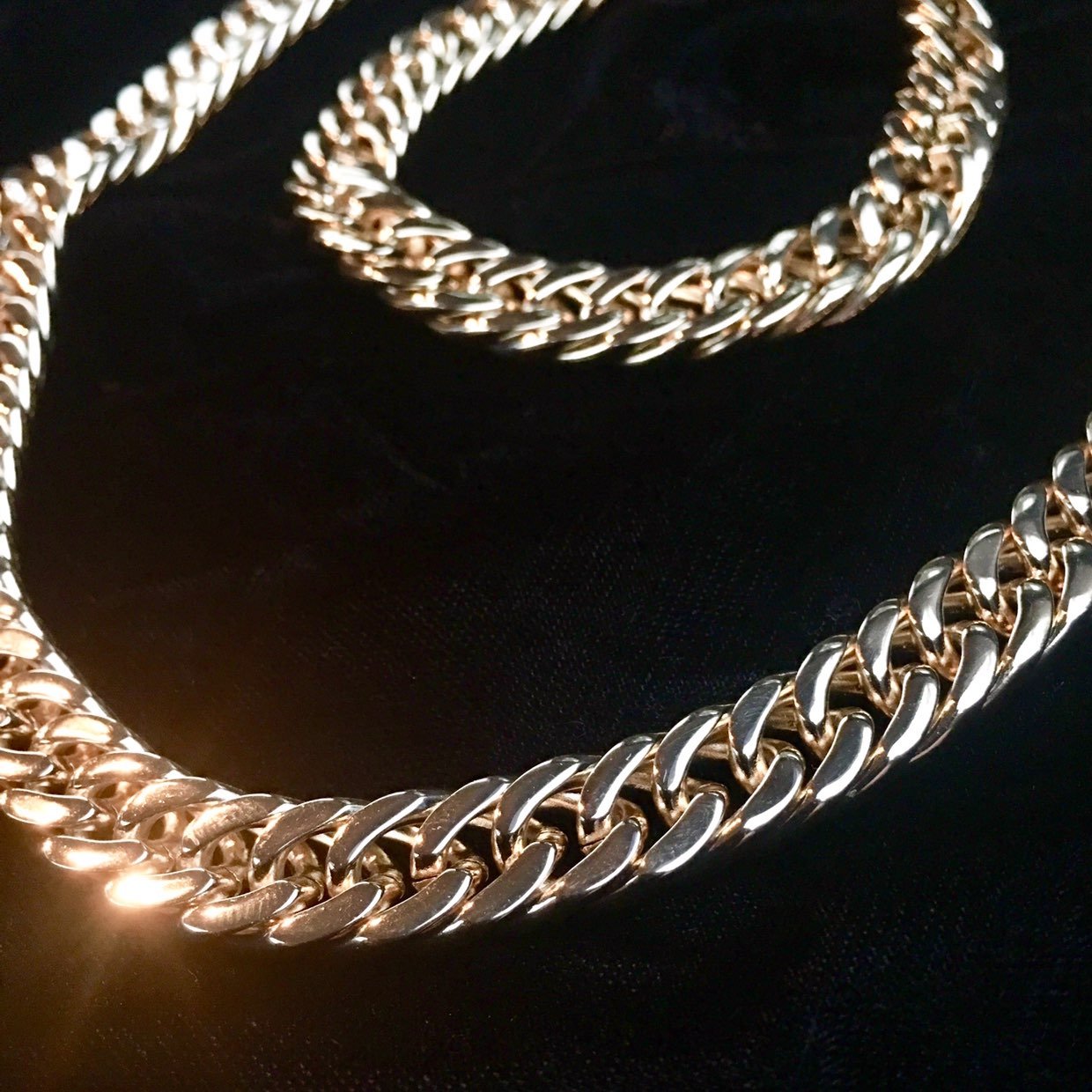 DOUBLE CUBAN LINK CHAIN 18K GOLD ITALY