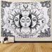 Sun and Moon Tapestry Black and White Ta