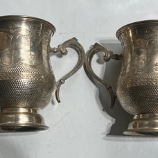 2 Silver Plated Brass Goblets