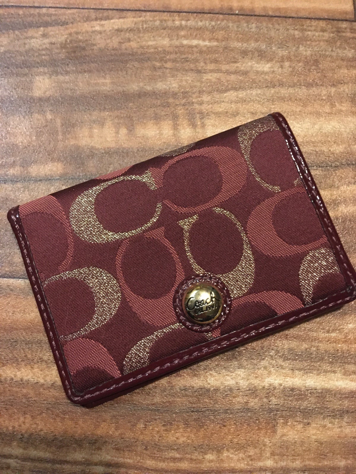NWOT Coach Wine Glitter Wallet Card Case PRICE IS FIRM TY