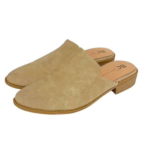 BC Size 7 Tan Vegan Faux Leather Slip on Mule Loafer