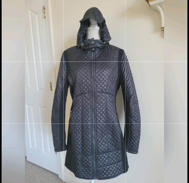 Saks Fifth Avenue puffer hooded quilted long jacket. Coat