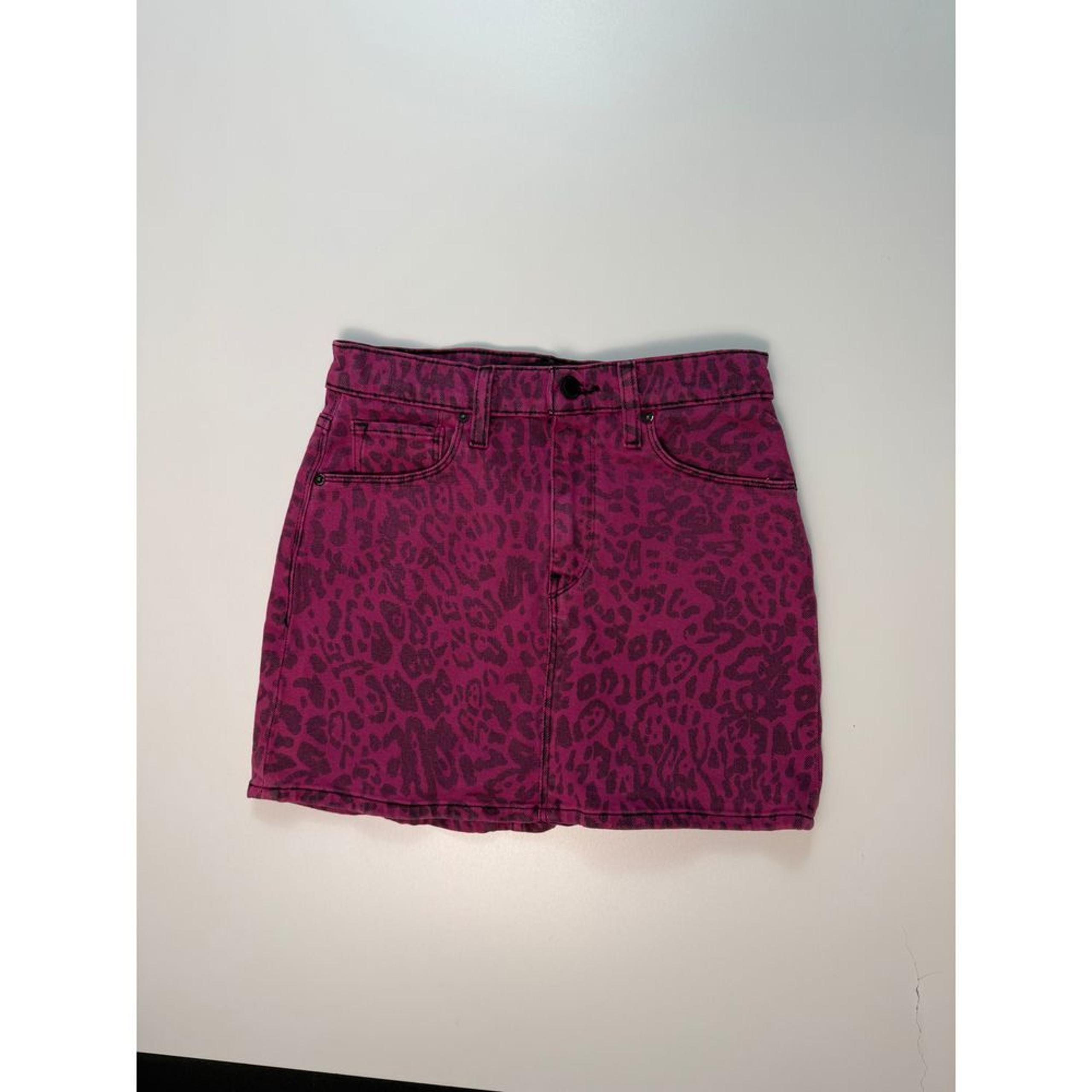 Hudson Pink Leopard Print Denim Mini Skirt High Waisted Animal Pattern Size 25