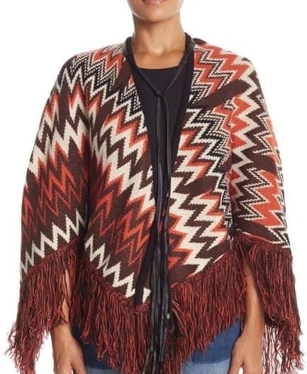 NEW Vertigo Fringe Trim Cape Poncho L-XL