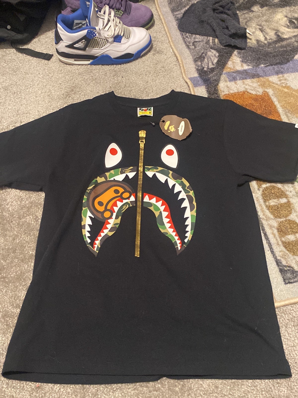 BAPE camouflage shark shirt