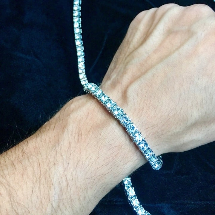 FULL DIAMONDS CZ 18K WHITE GOLD BRACELET