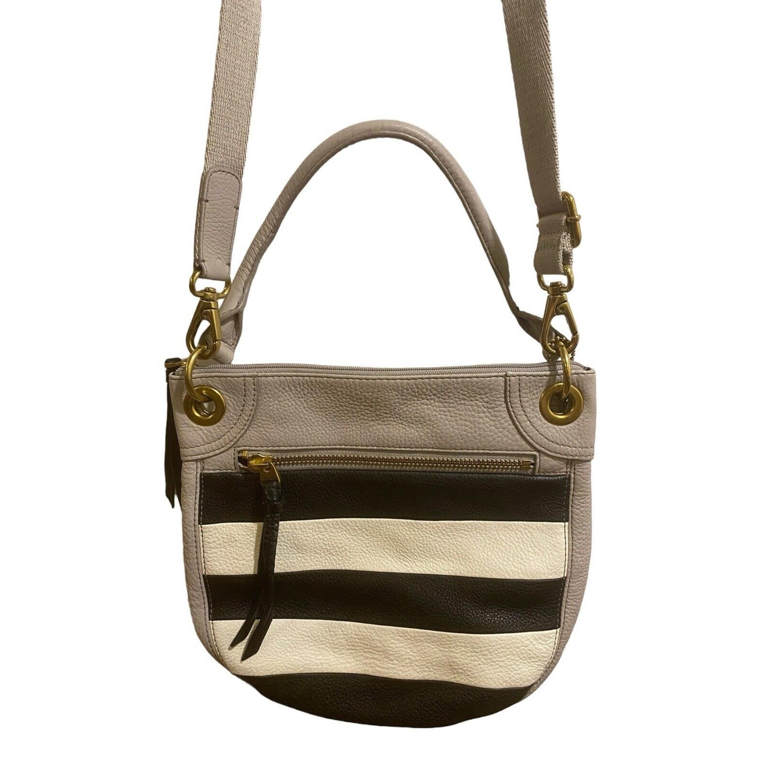 FOSSIL Karli Striped Color Block Leather Hobo Crossbody Bag Purse